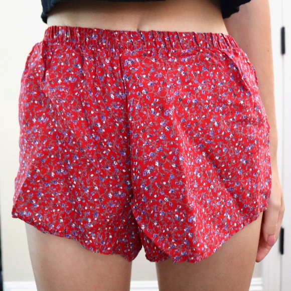 Brandy Melville Pants - Brandy Melville Red Floral John Galt Shorts
